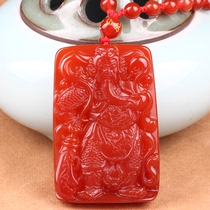 Natural red Agate martial God of wealth Guan Gong pendant Loyal liver and gallbladder Guan Erye Zhanyi no matter brand mens and womens models