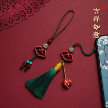 Cinnabar Xiangyun mobile phone chain pendant women's short tassel antique pendant pendant