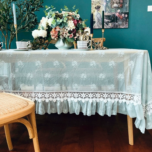 Европейский стиль прямоугольный ткани столовая столовая ткань круглый полый сетевый журнальный столик покрыт северная европейская легкая роскошная сеть