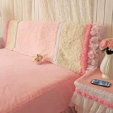 Розовый двухэтажный шлем для принцессы для кровати, стеганая пылезащитная крышка