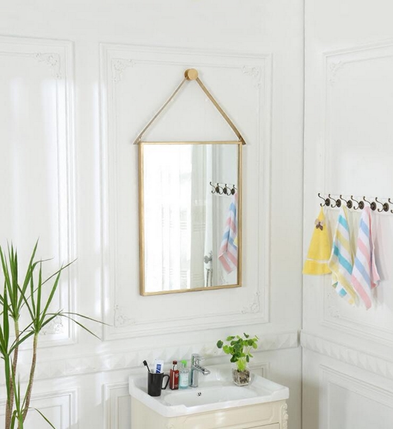 Nordic Iron Art Wall-mounted Mirror Square Mirror Bathroom Mirror Makeup Mirror Floor Full Body Mirror Body Mirror Square Mirror Creative Mirror