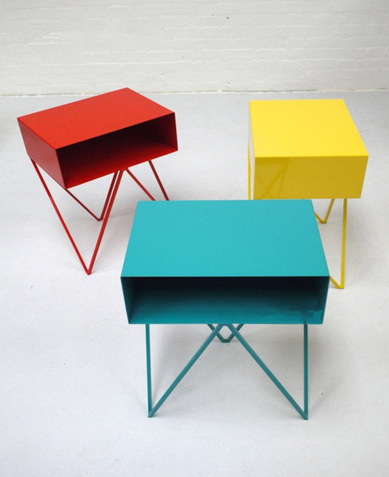 Nordic minimalist iron art Fun and colorful bed head cabinet little tea table edge a few shelves modern creativity fashion house