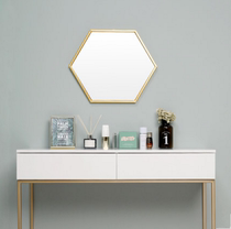 Nordic metal hexagonal mirror bedroom dressing table mirror cosmetic mirror ins simple wall mounted mirror decorative mirror bathroom mirror