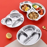 Мультяшная детская обеденная тарелка из нержавеющей стали для детского сада, посуда подходит для мужчин и женщин для домашнего использования, защита при падении