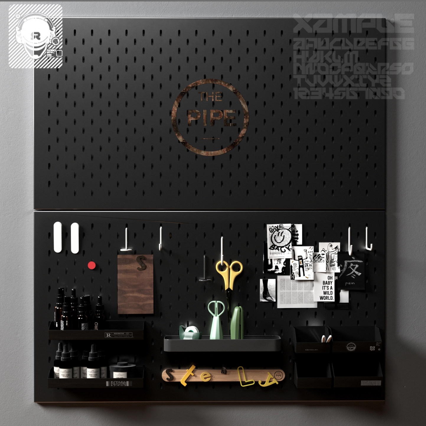 Custom simple studio hole board storage tool wall organization mesh board storage box hook storage hanging board