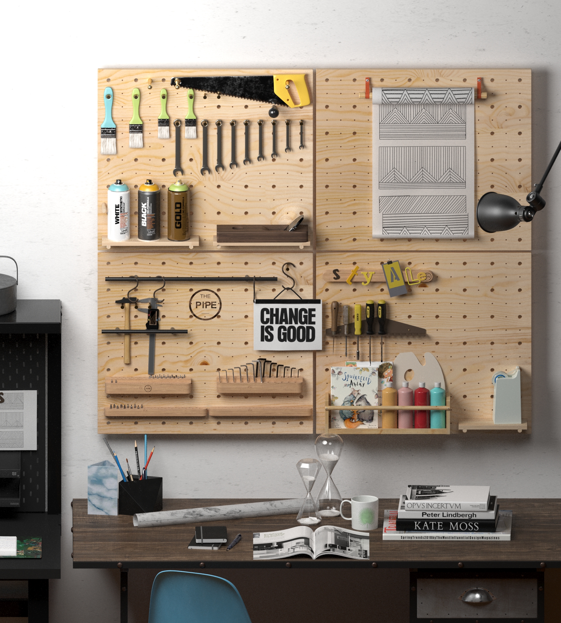 Leather carving metalworking tools wall hanging rack solid wood wooden hole board wall organization storage finishing board