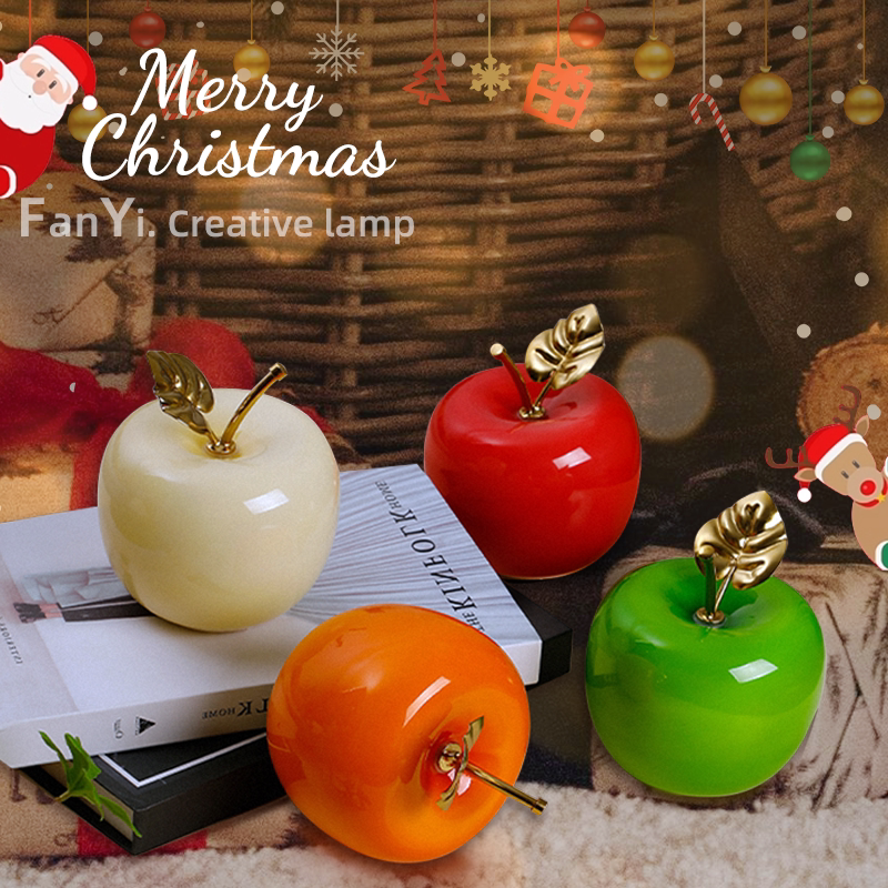 Fanyi · Apple-Shaped Night Light Gift, Peace Fruit, Christmas Decoration, Glass Ornament, Creative Small Table Lamp