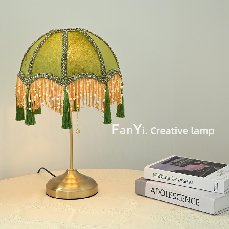 Fanyi · Vintage Tassel Cord-Pull Table Lamp with Soft Light for Bedroom Bedside Decoration and Ambiance Night Light