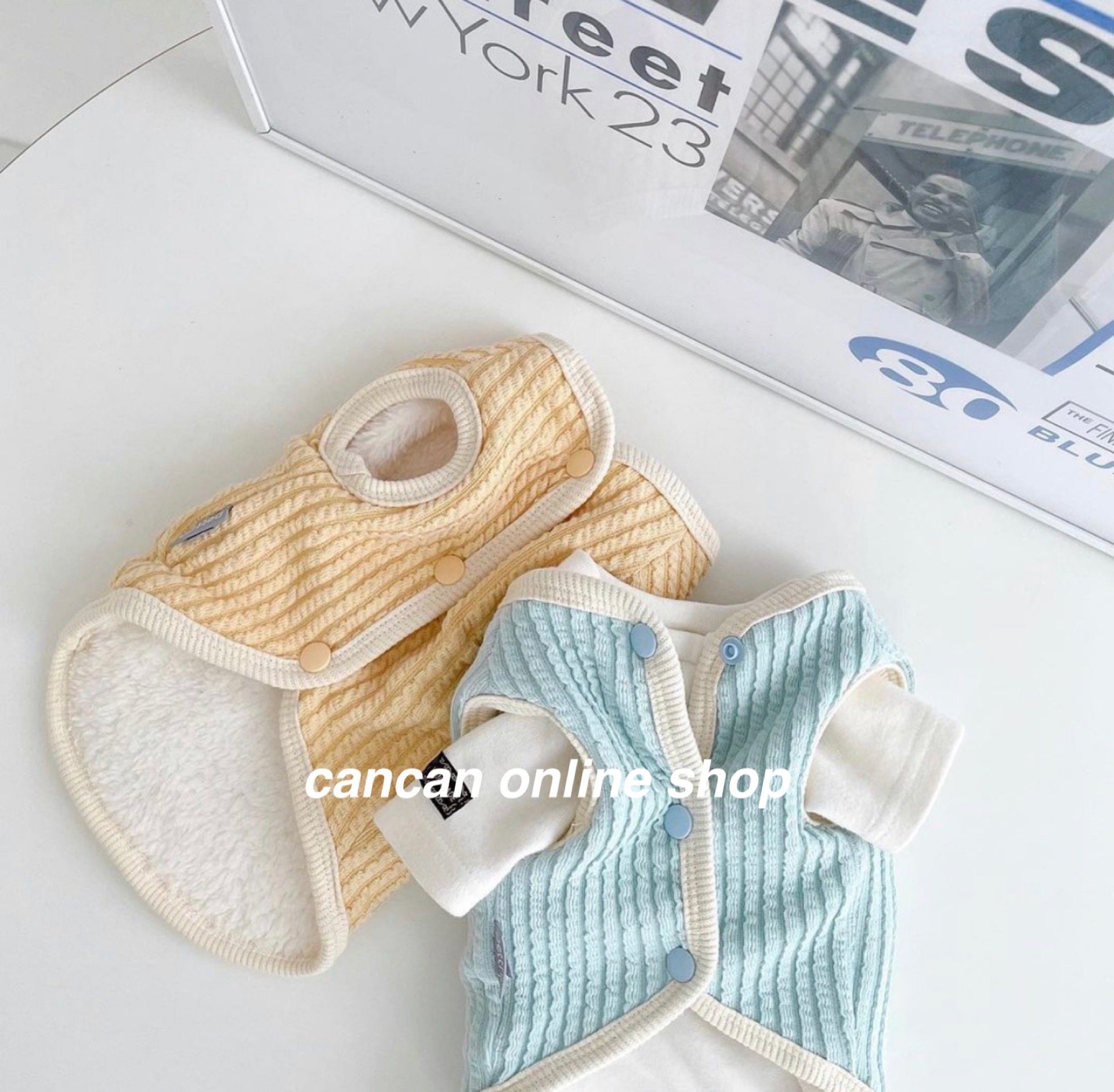 YCANCAN韩国ins风马尔济斯狗狗衣服宠物加绒保暖马甲猫咪无袖衣服