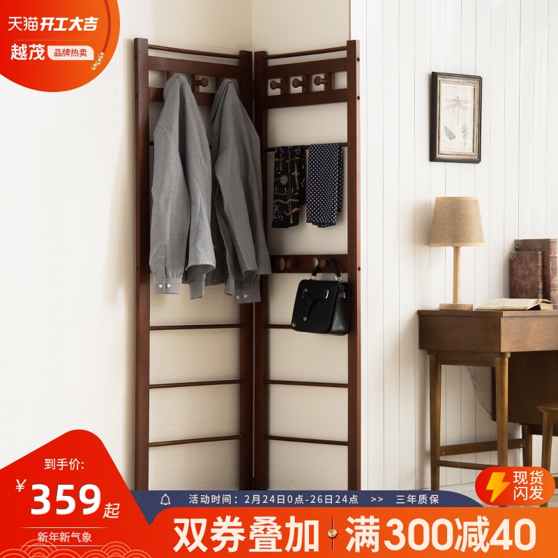 Solid wood cloak rack vertical corner hanger floor-to-ceiling corner hanger bedroom corner against the wall hanging wall frame