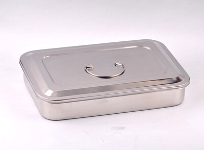Stainless steel square plate 304 with lid high temperature sterilization box perforated surgical instrument box tray