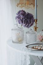 Lovelly Retro Thick feel good rhomboid embossed glass storage tank Deco glass jar with lid