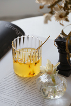 Lovely Transparent thin glass vertical stripe High temperature resistant water cup Coffee cup Juice cup Teacup