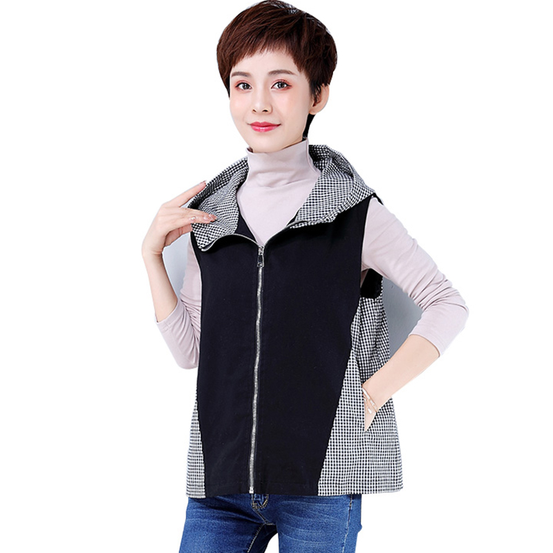 Lớn mã phụ nữ vest mất bình thường 2019 rơi mới nữ béo MM trùm đầu mẹ trung niên vest vai áo vết sưng