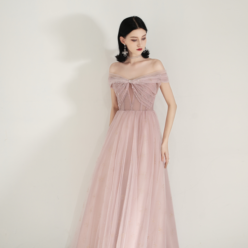 Toast dress bride 2022 new summer birthday party pink engagement dress banquet performance temperament long - Taobao