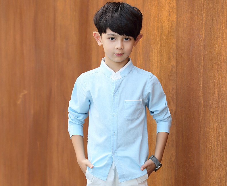 Áo sơ mi nam tay dài 2018 Mới Xuân Thu mới Màu sắc trẻ em Baby Casual Áo sơ mi Big Boy Hàn Quốc kinh doanh quần áo trẻ em