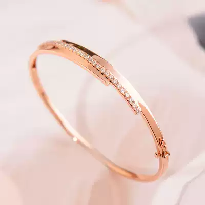 New 18K rose gold diamond bracelet fashion simple genuine row diamond jewelry female inlaid customization