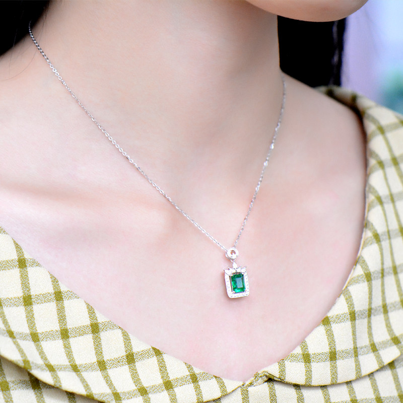 Nova Cairobo natural progenitor green pendant female 18k white gold inlaid diamond necklace with precious jewel girl