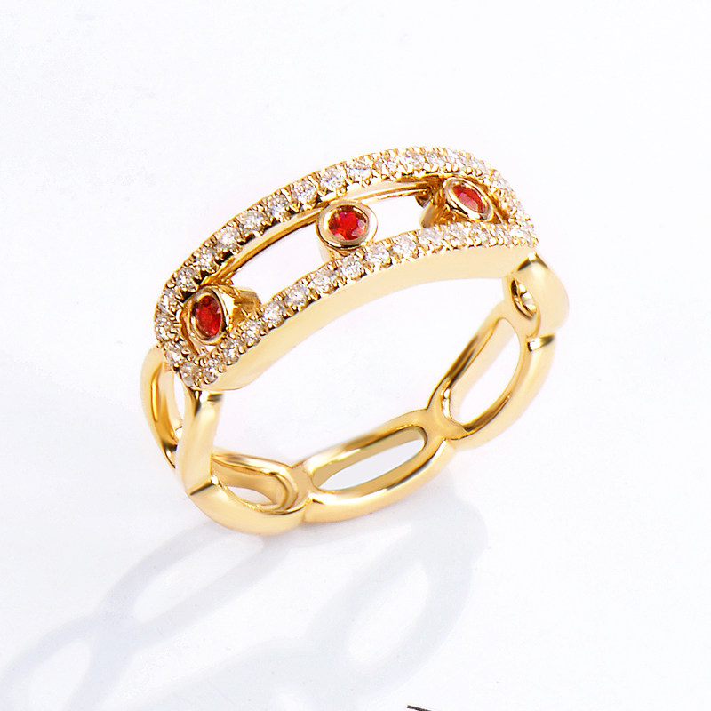 Nova Color Treasure 18k Gold Natural Dove Blood Ruby Ring Fashion Sapphire Diamond Ring Little Fresher Withdrawal