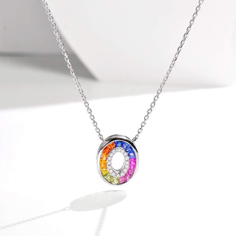 Nova Color Treasure Natural Color Jewel Pendant Woman 18k Platinum Alphabet Diamonds Necklace Women Lock Bone Chain