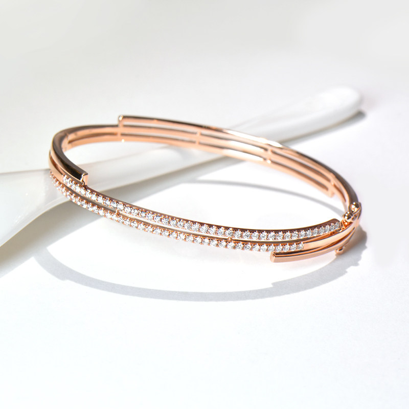 Nova Color Treasure 18k Rose Gold Diamond Bracelet Female Brief Inlaid Diamond Jewelry Handjewelry au750 Jewelry Customize