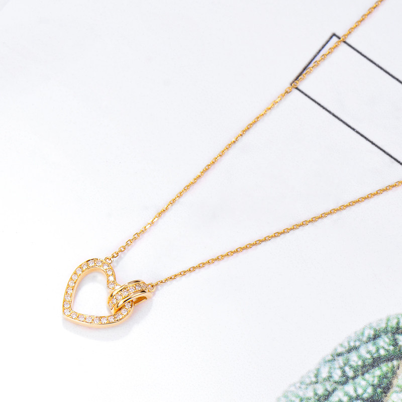 Nova Color Treasure Personality Heart-shaped Diamond Pendant Women 18k Gold Rose Gold Diamond Neckline Locks Bone Chain Real Drill