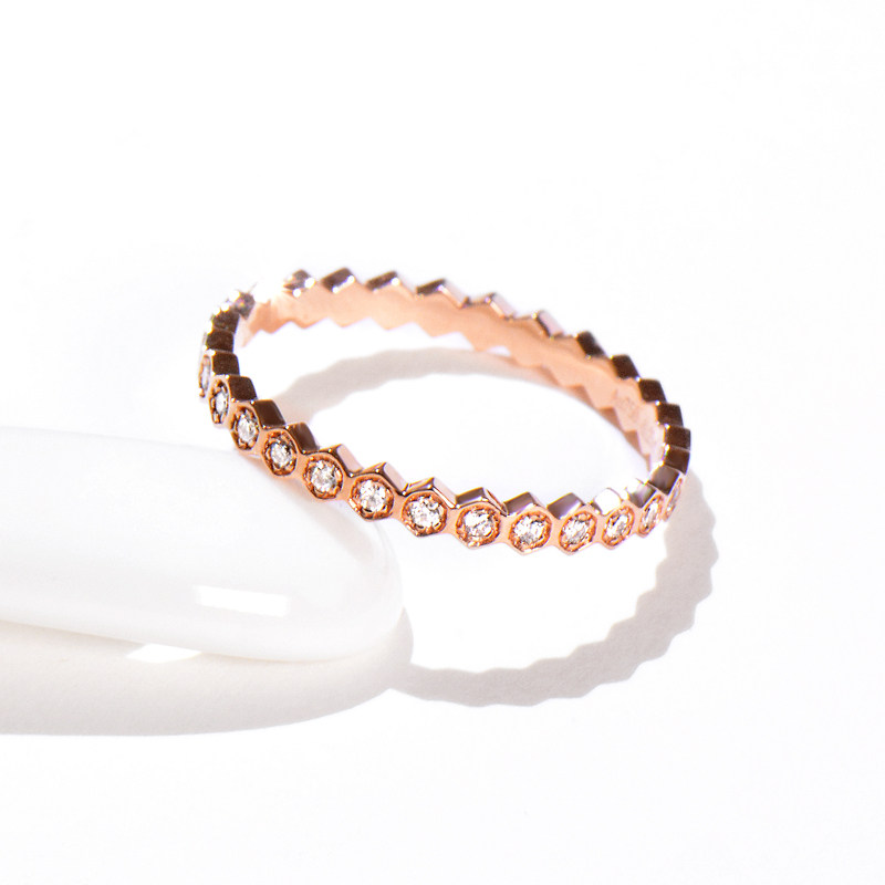 18k Rose Gold Hive Diamond Ring Gold Diamond Ring Fashion Platinum Diamond Ring