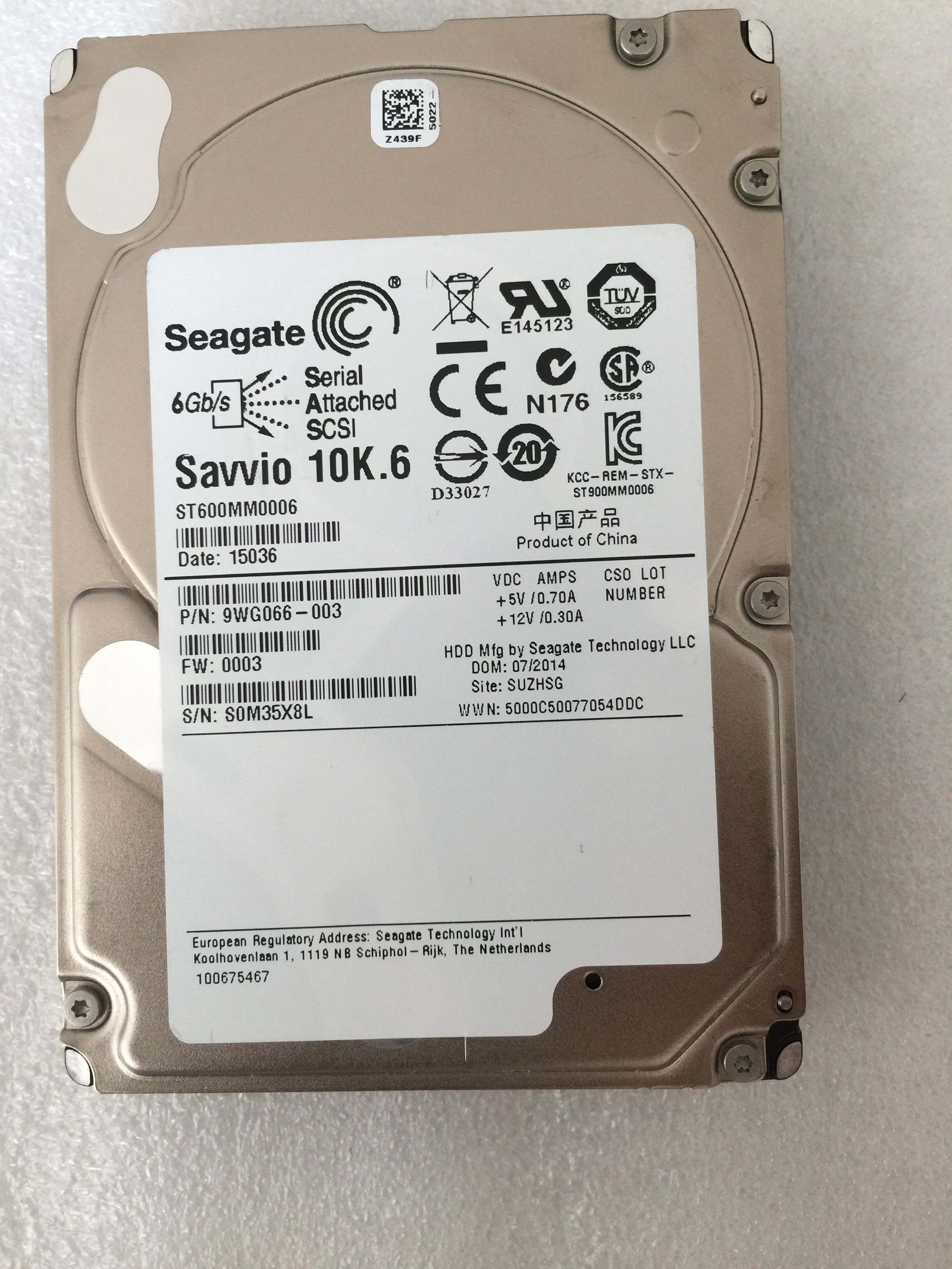 Hetier 600G ST600MM0006 9WG066-003 FW 0003 pure Hitier firmware non-Dell