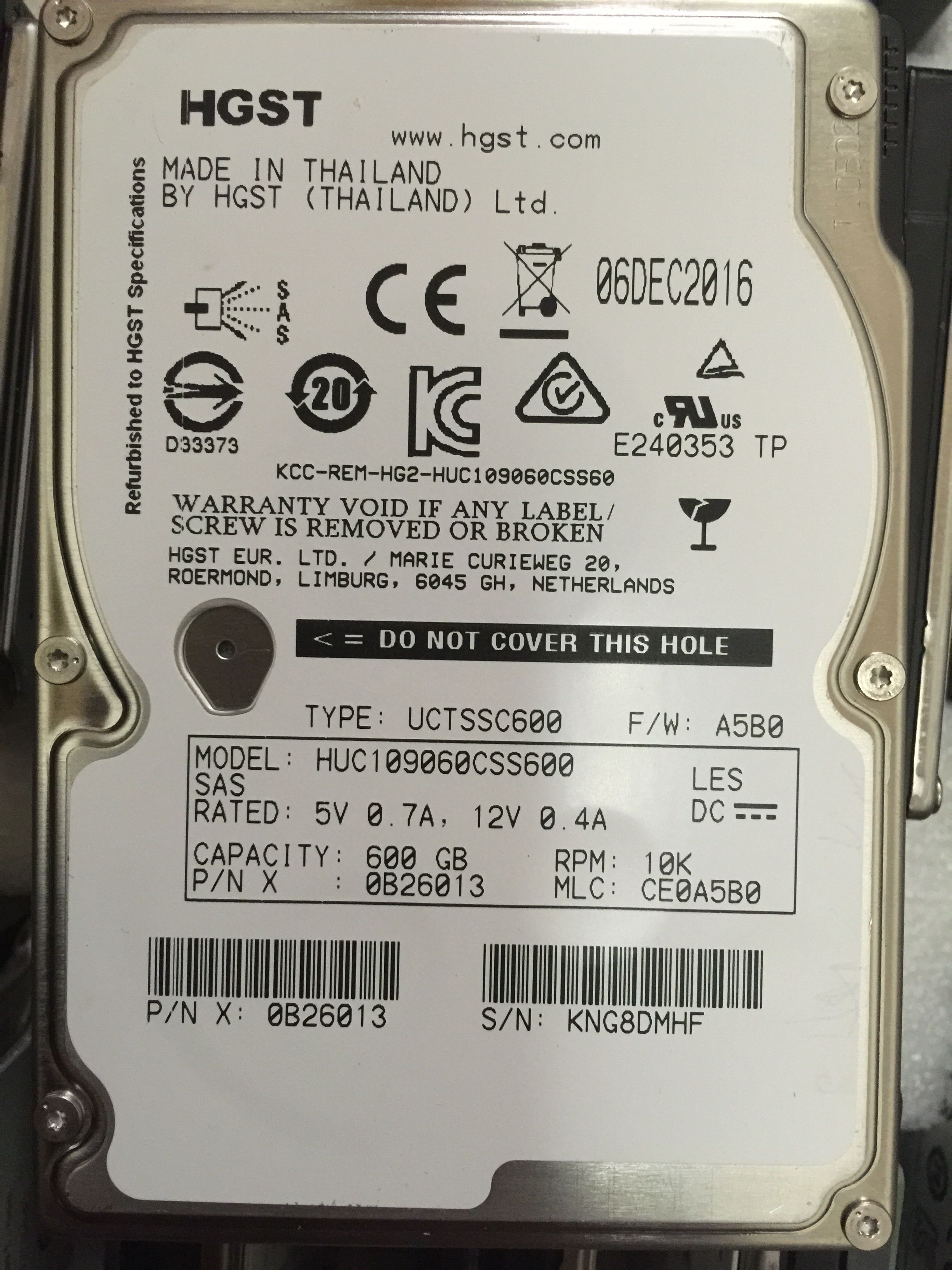 HGST Hitachi HUC109060CSS600 600GB 10000 turns 2 5 inch enterprise grade hard disc