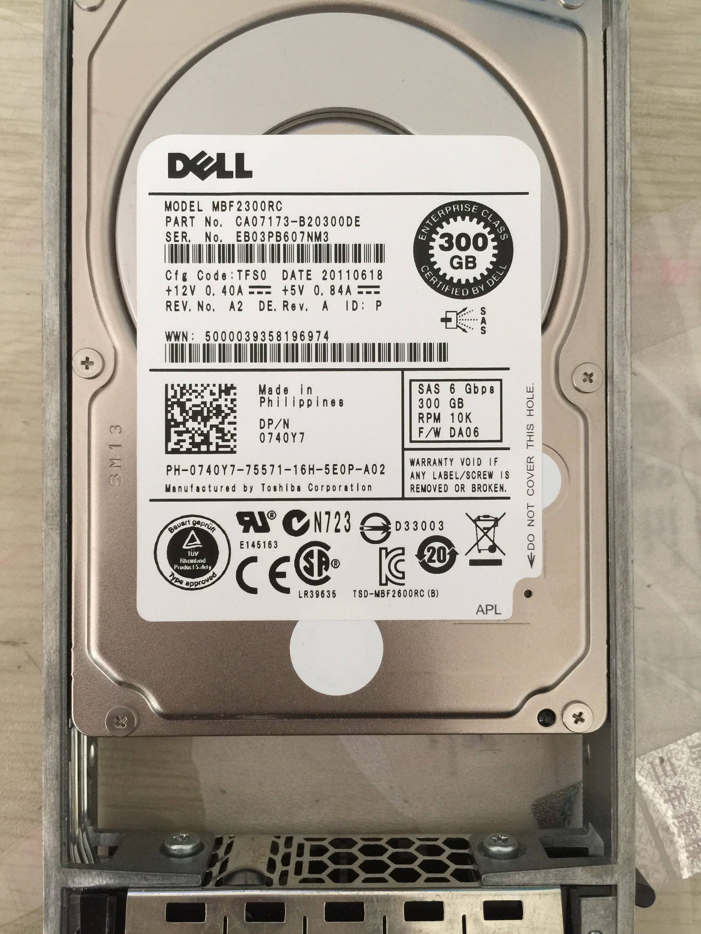 Dell Dell Dell 300GB SAS2 5 inch 300G 2 5 SAS 10K 0740Y7 YJ0GR
