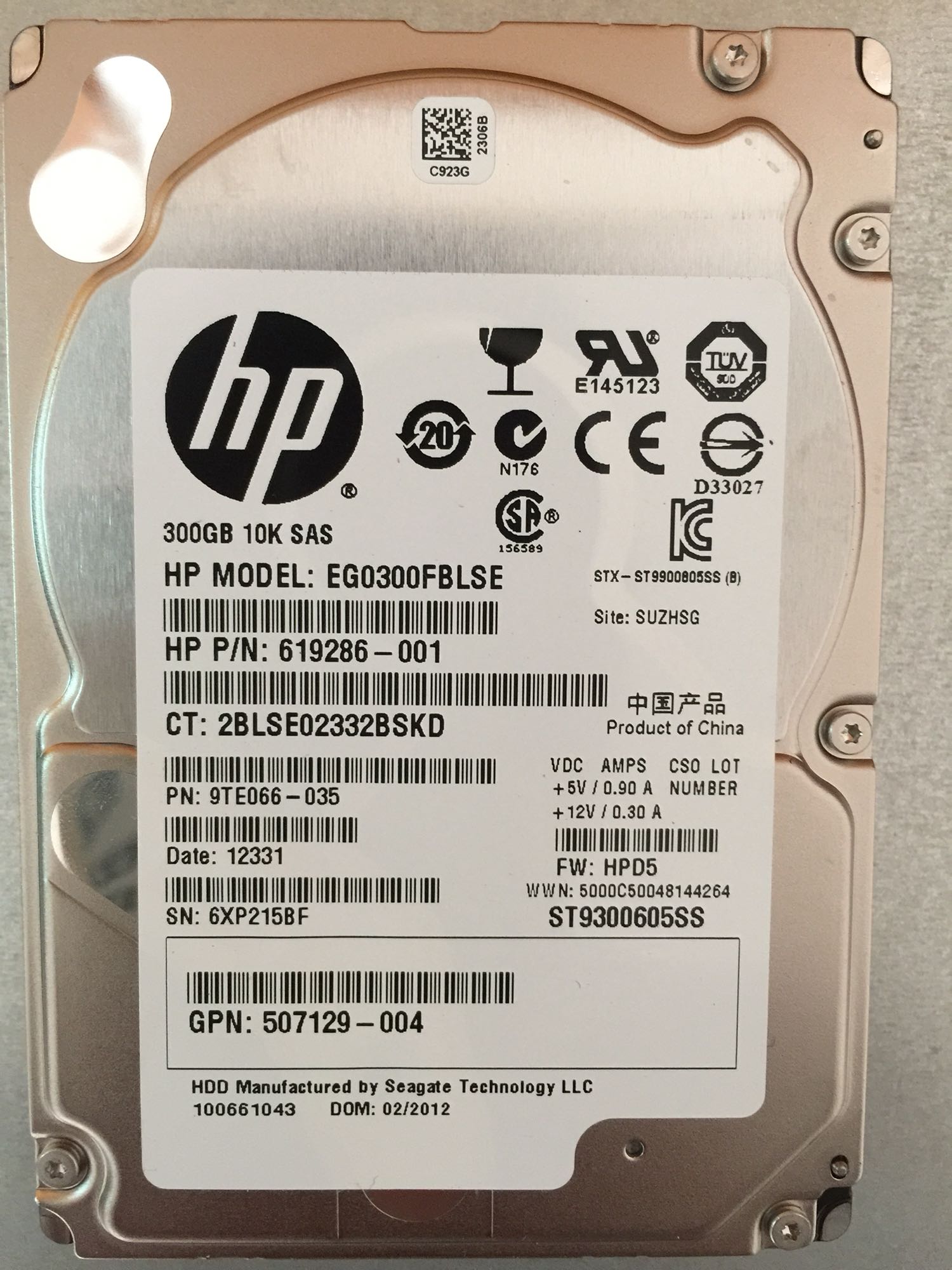 HP 300G 2 5SAS brand new EG0300FBLSE 619286-001