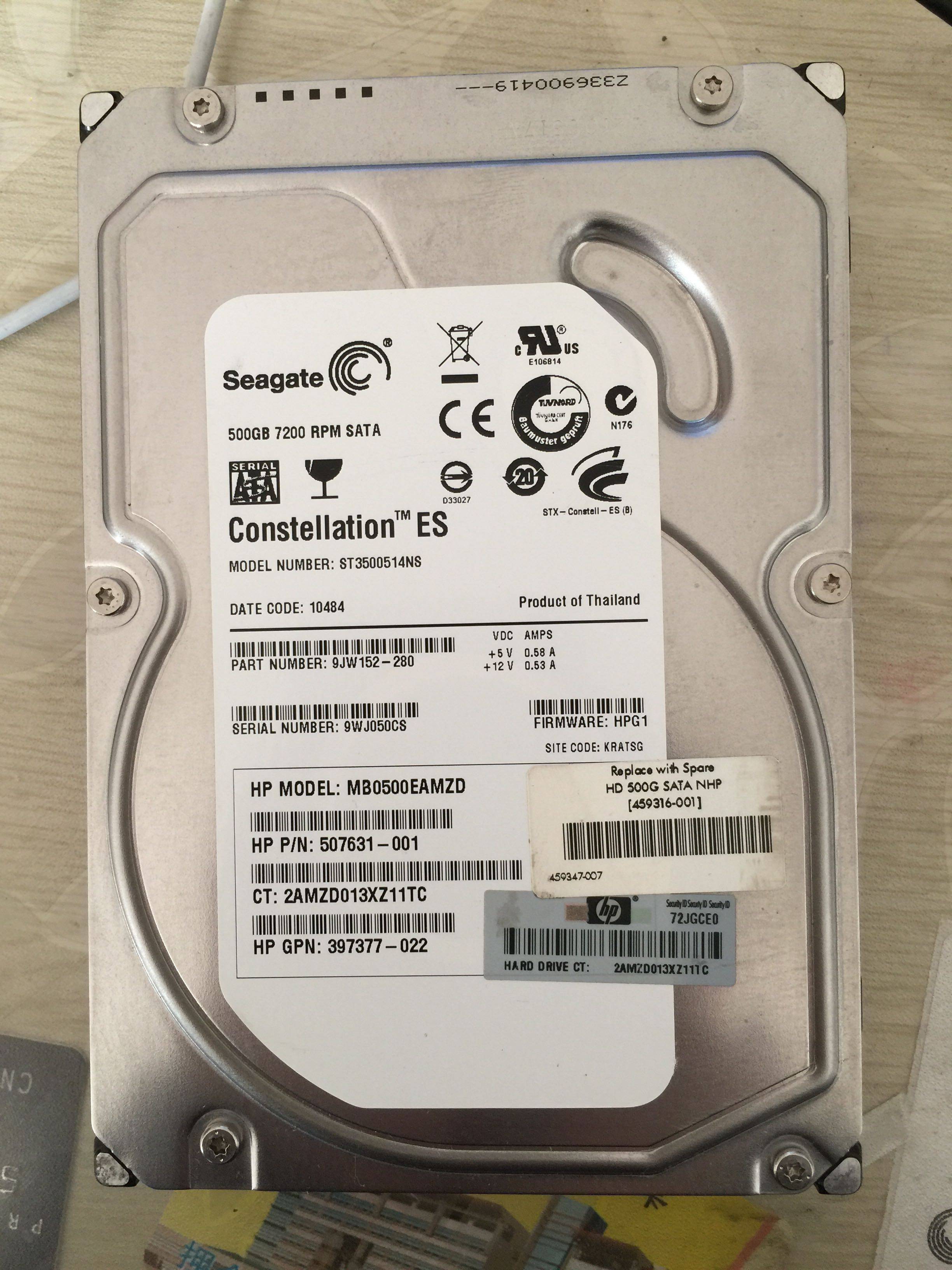 HP Original 500G 7 2K SATA Enterprise Class 459316-001 Original hard drive