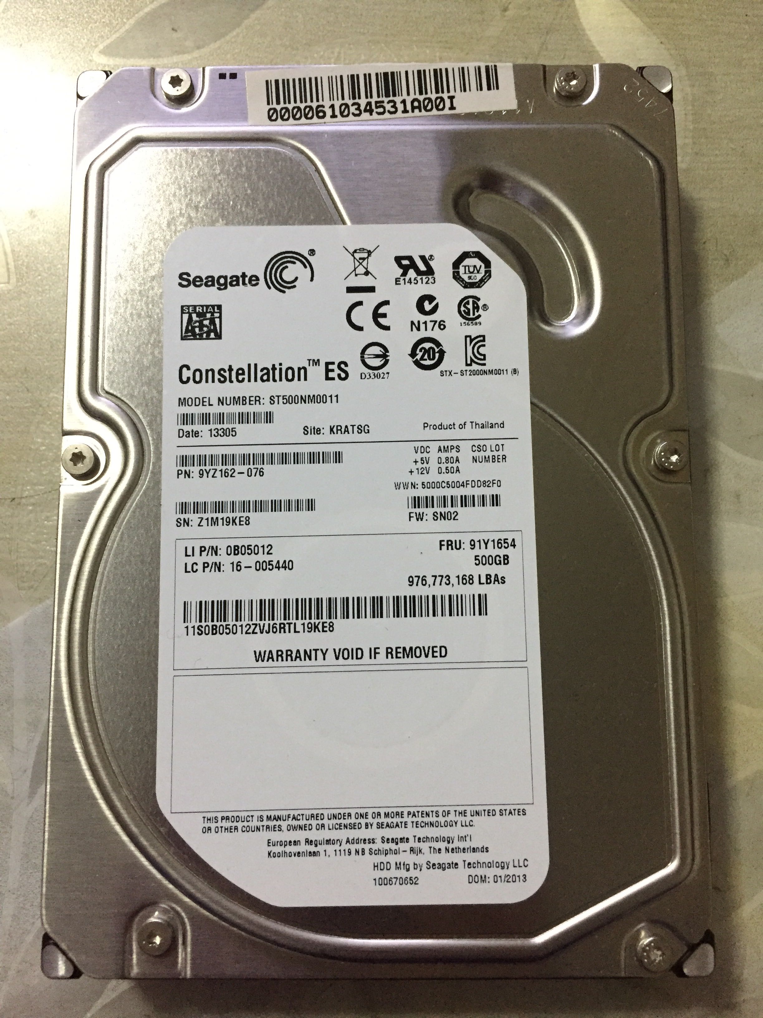Lenovo 500G 16005440 91Y1654 ST500NM0011