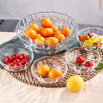 Creative glass fruit salad bowl household transparent glass bowl dessert bowl vegetable bowl Big Noodle Bowl Breakfast Bowl