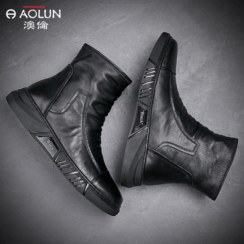 Ботинки из австралийской кожи; мужская зимняя обувь с высоким берцем; теплые бархатные ботинки martin из мягкой кожи в британском стиле; модная мужская повседневная обувь; зимняя обувь