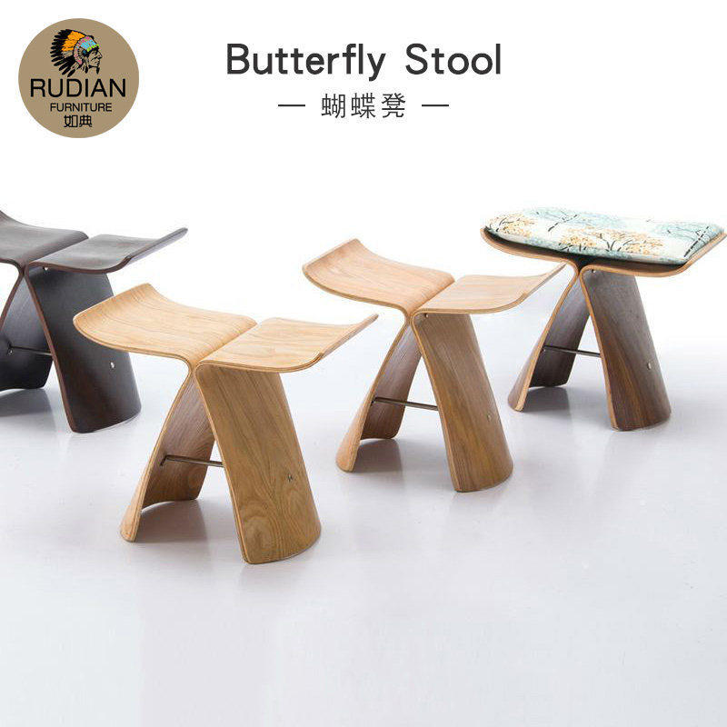 Such As Classic Creative Water Curlyu Wood Butterfly Stool Solid Wood Short Stool Home Adult Eurostyle Meniscus Small Bench Swap and stool