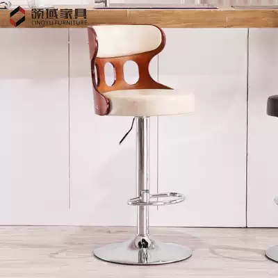 Bar chair solid wood chair Nordic light luxury bar chair home simple backrest bar stool lifting bar stool bar stool