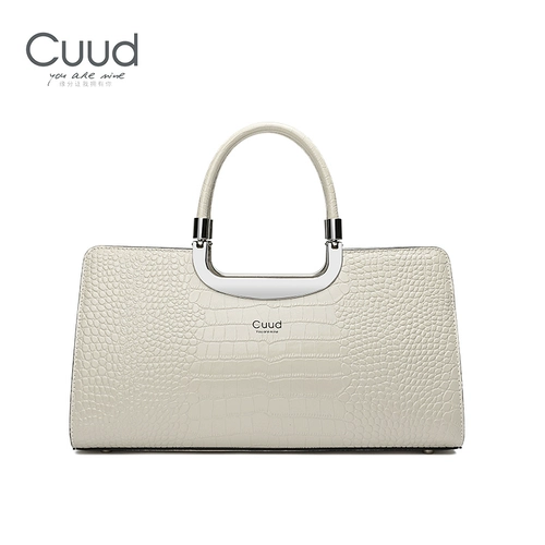 [Счетчик] Брендовая женская сумка Cuud 2025, деловая женская сумка из натуральной кожи с крокодиловым узором, белая сумка, темперамент