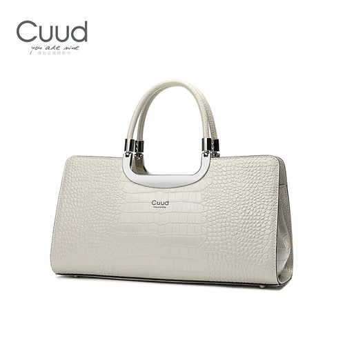 [Счетчик] Брендовая женская сумка Cuud 2025, деловая женская сумка из натуральной кожи с крокодиловым узором, белая сумка, темперамент