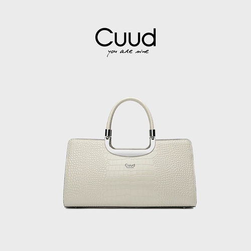 [Счетчик] Брендовая женская сумка Cuud 2025, деловая женская сумка из натуральной кожи с крокодиловым узором, белая сумка, темперамент