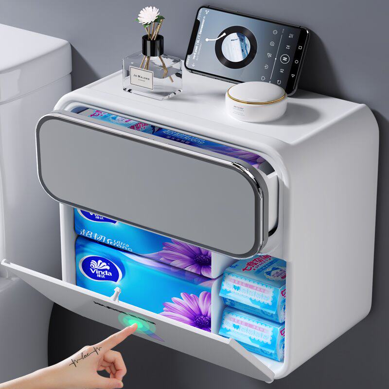 Makeup Room Waterproof Toilet Paper Box Sanitary Cotton Containing Box Ins Day System Toilet Paper Box Free hanging wall-mounted shelve