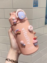 Japanese girls adorable thermal cup girls stainless steel straw cup girls cup