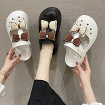 Japanese Teenage Girl Hearts Butterfly Knot Cave Shoes Woman New Summer Wear Pine Pastry Base Sandals 100 Lap Baotou Cool Drag