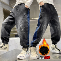 Boy Pants Winter Thicken Plus Suede Jeans Autumn Dress 2021 New Fried Street Integrated Suede Loose