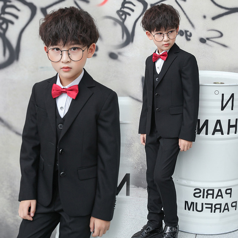 Children's suits boys handsome British suits Western style autumn and winter flower girl dresses Korean three-piece host