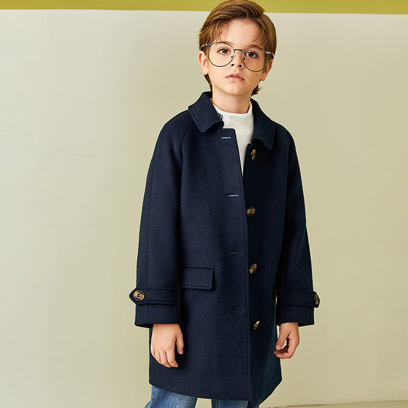 Boy's woolen jacket 2021 New tide children, what about the long version of the Korean version thickened in the autumn and winter