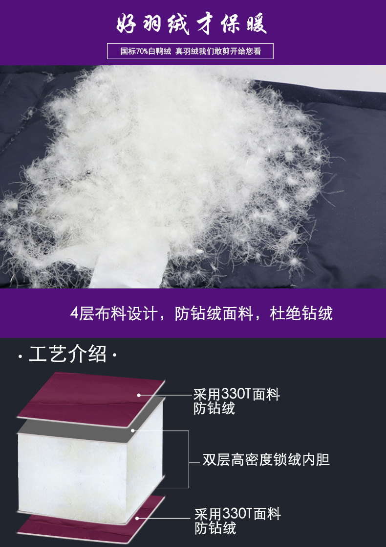 伊诗诺 中老年 白鸭绒羽绒裤 图6