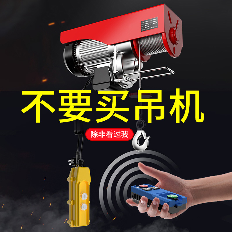 Micro electric crane home 220V small hanger 1 ton lifter wireless remote control lifting up loading crane