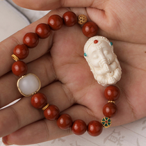 Original copyright elephant god baby zodiac pig mammoth ivory three-way play accessories Buddha beads turquoise pendant female