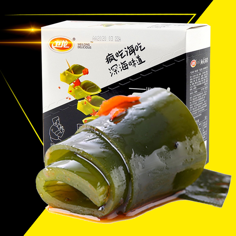 Weilong wind eat kelp boxed kelp knot instant snack small bag 20 pack spicy small snacks whole box 400g